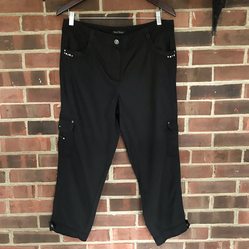 White House Black Market black cropped leg pants rhinestone